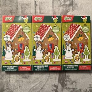 Four (4) Dr Seuss The Grinch Foam Gingerbread House Activity Kits